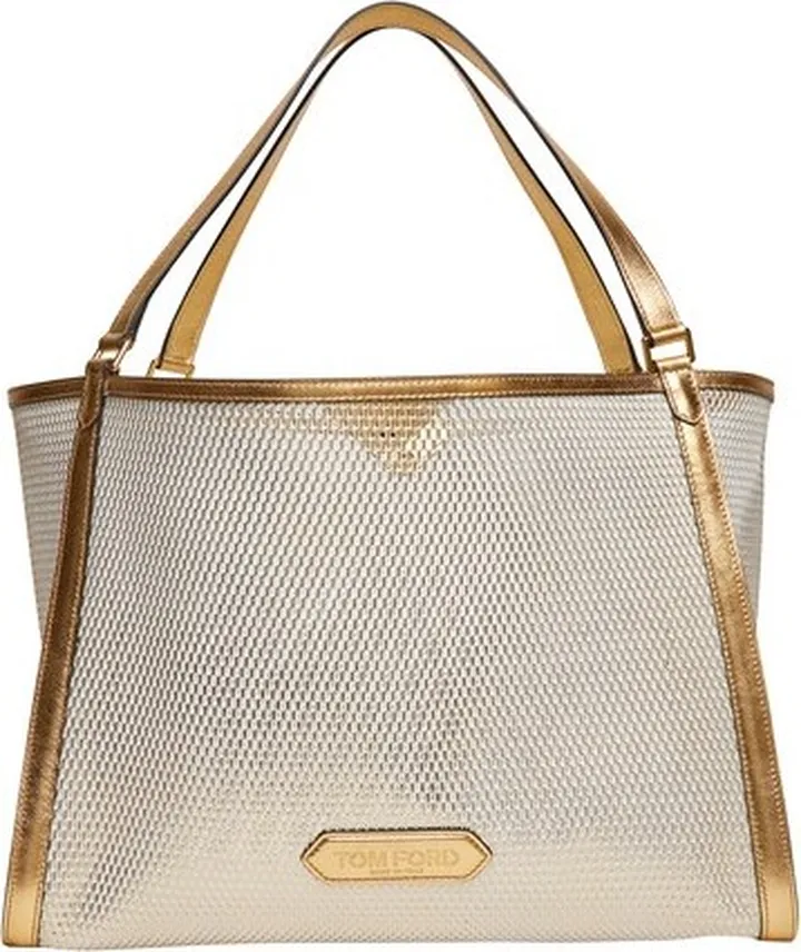 Metallic mesh medium tote bag