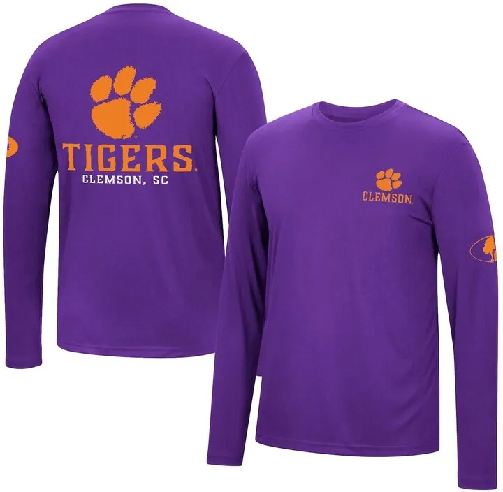 Men's Colosseum Purple Clemson Tigers Mossy Oak Spf 50 Performance Long Sleeve T-shirt