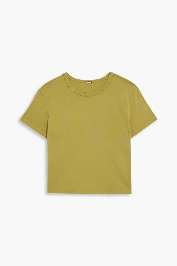 Cropped cotton-jersey T-shirt