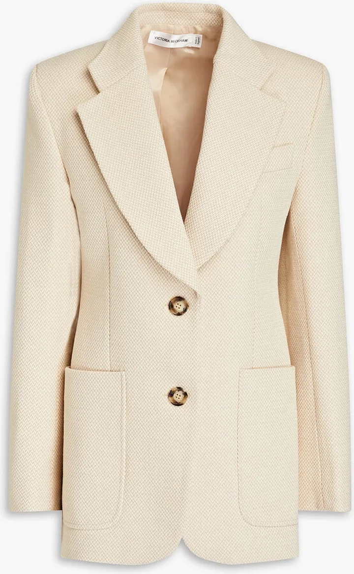 Herringbone cotton-blend blazer