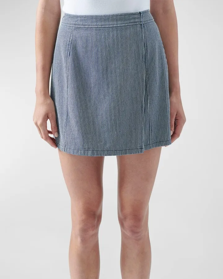 Short Railroad Stripe Cotton Mini Skirt