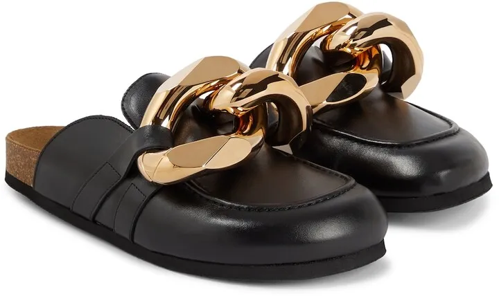 Embellished leather slippers