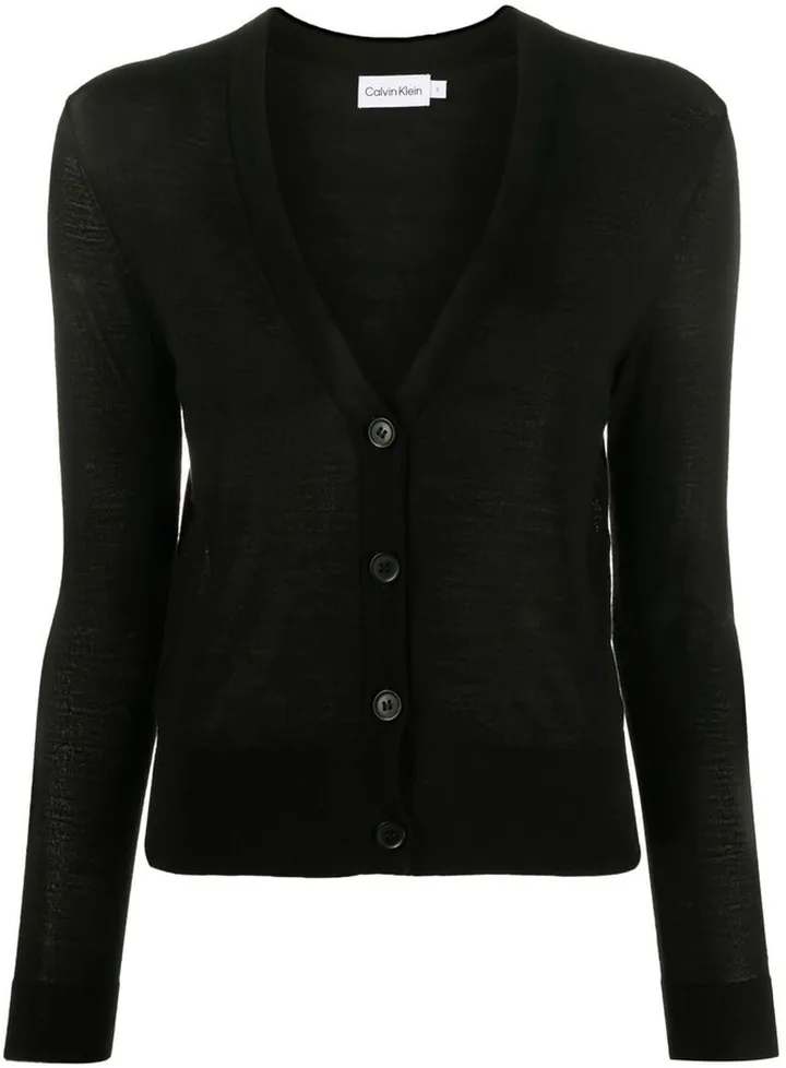 semi-sheer V-neck cardigan