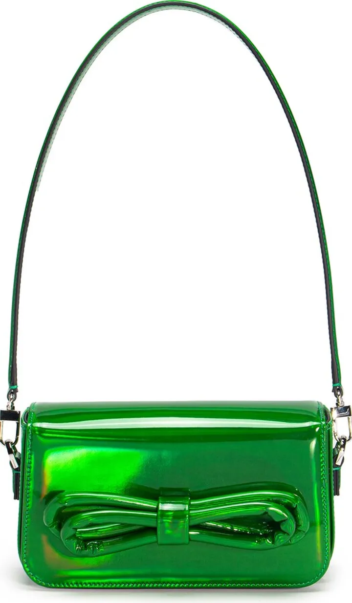 Puffer Bow Iridescent Leather Shoulder Bag