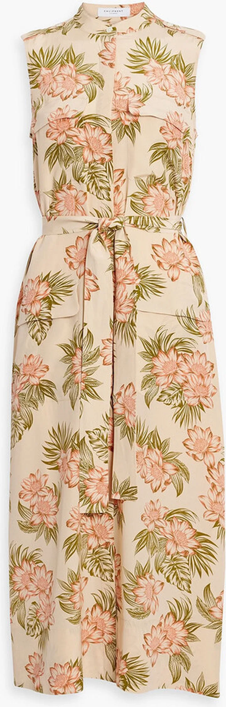 Illumina belted floral-print silk-crepe midi dress