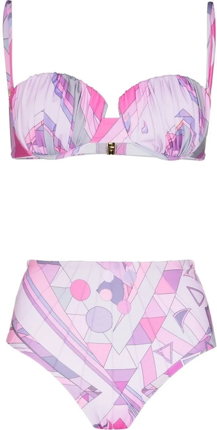 Graphic-Print High-Waisted Bikini