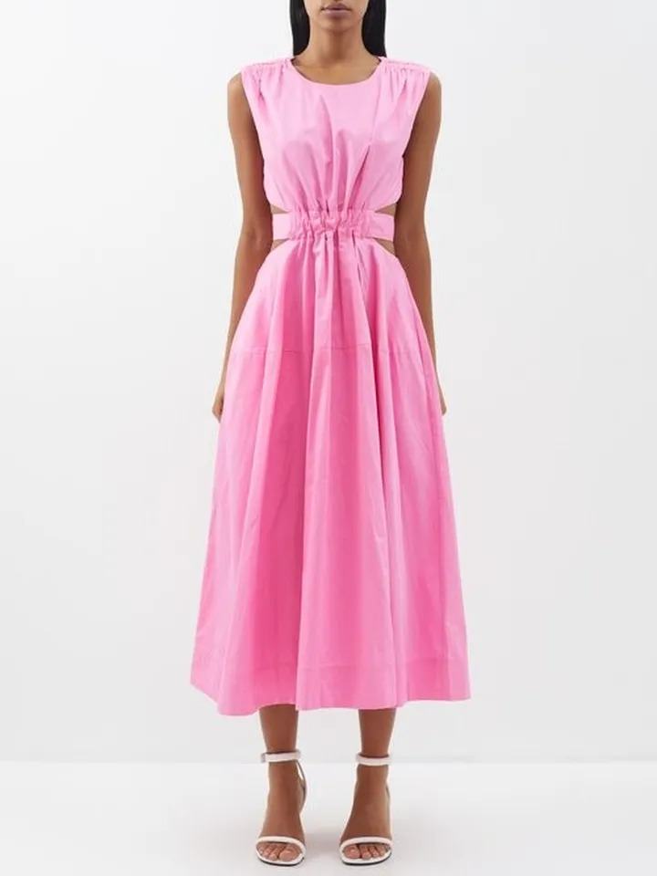 Zorina Cut-out Cotton-poplin Midi Dress