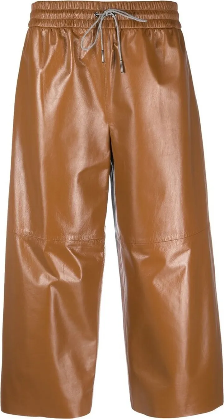 Cropped Leather Culotte Trousers