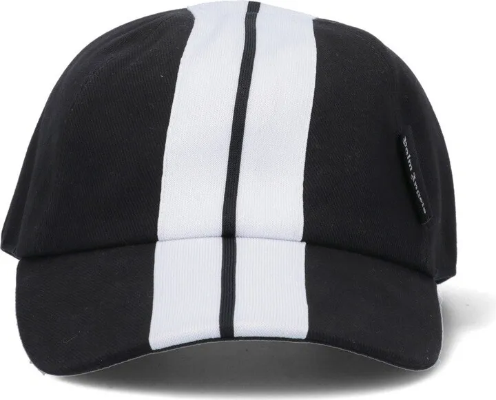 Palm Angels Stripe-Printed Mini Logo Tag Baseball Cap