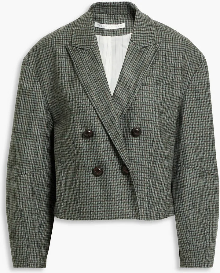 Sybille cropped houndstooth wool-blend blazer