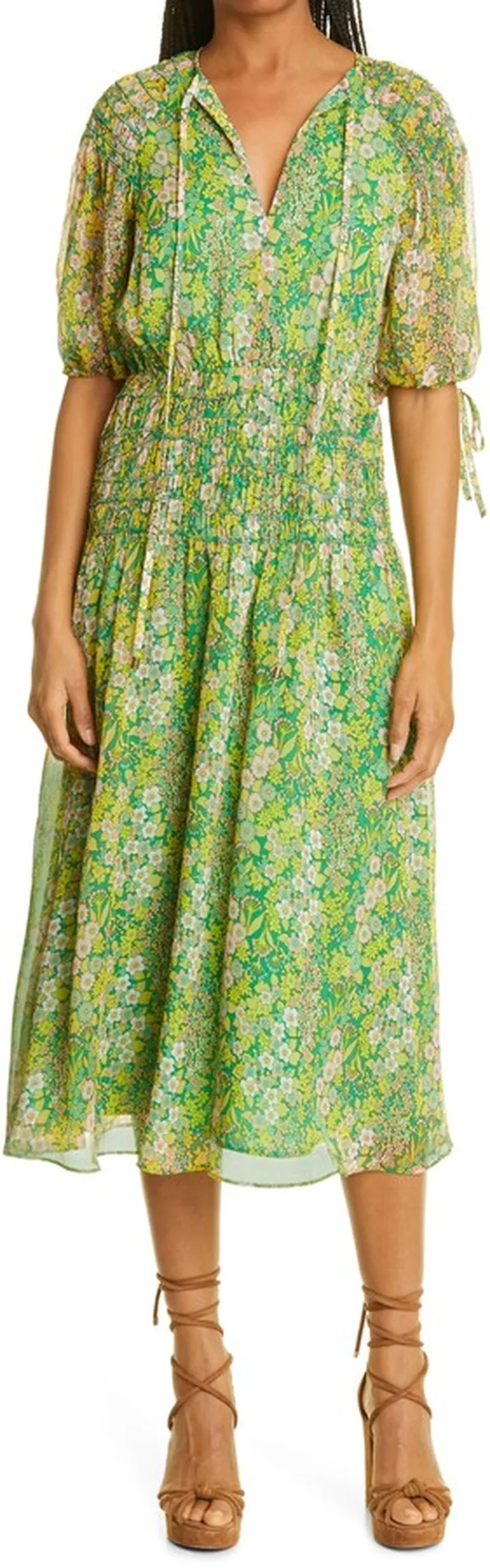 Ursille Floral Smocked Midi Dress
