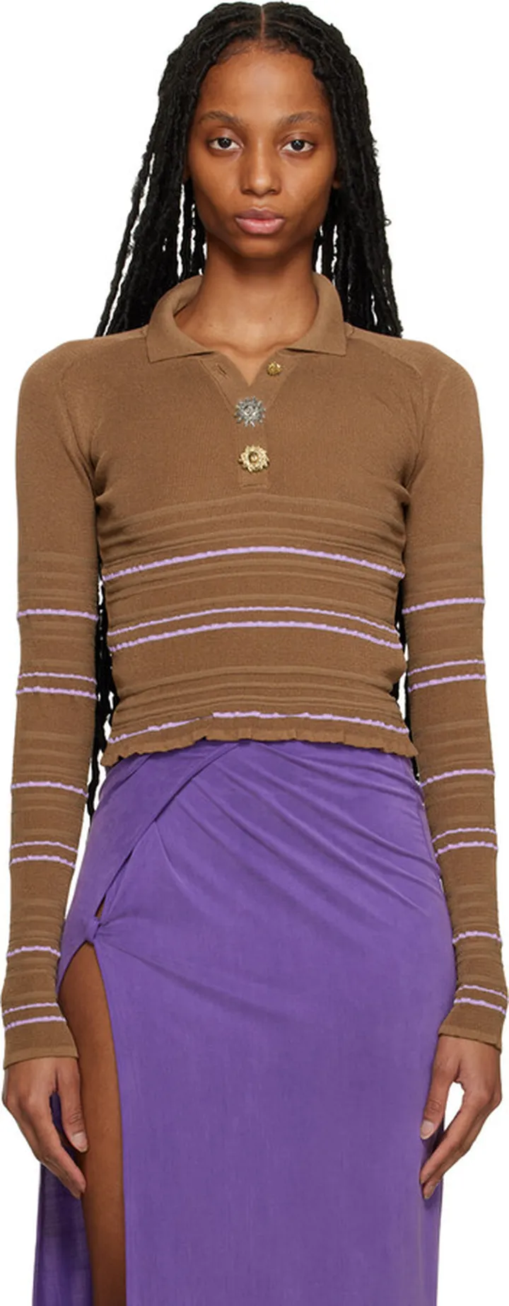 Jacquemus Brown 'Le Raphia 'La Maille Aouro' Polo