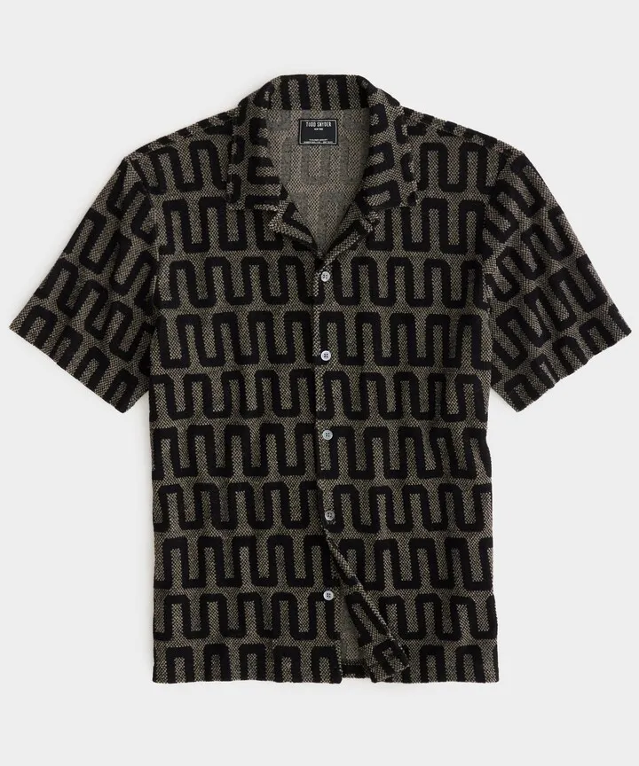 Tile Terry Cabana Shirt in Blacktop