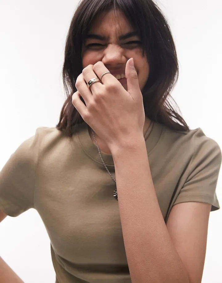 Topshop everyday tee in washed khaki