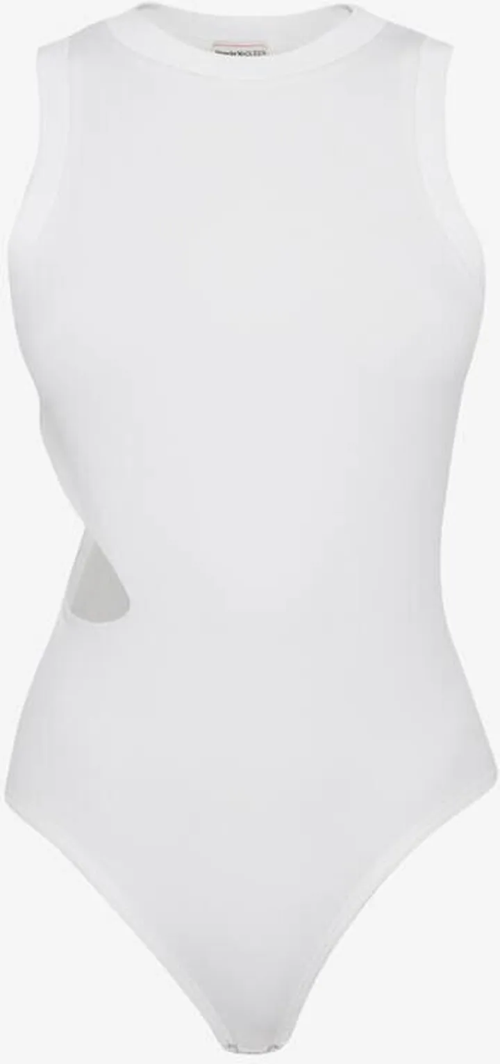 Women's Slashed Ribbed Bodysuit In Optical White