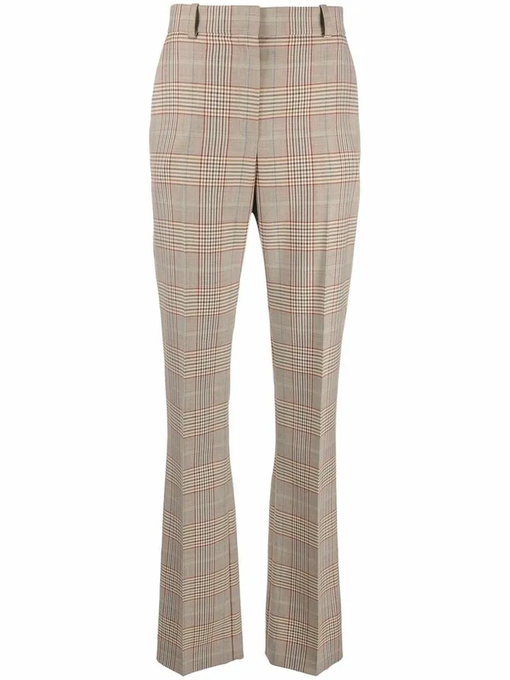 Houndstooth Checked Straight-Leg Trousers