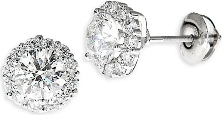 18K White Gold & 1.5 TCW Diamond Flower Stud Earrings
