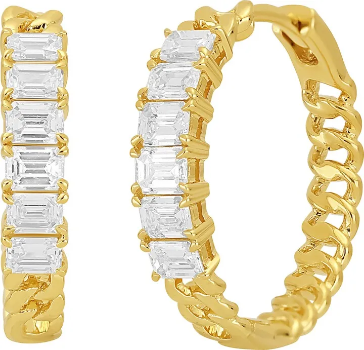 Varda Emerald Diamond Hoop Earrings
