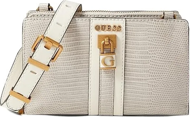 GUESS Ginevra Mini Girlfriend Crossbody (Taupe) Handbags