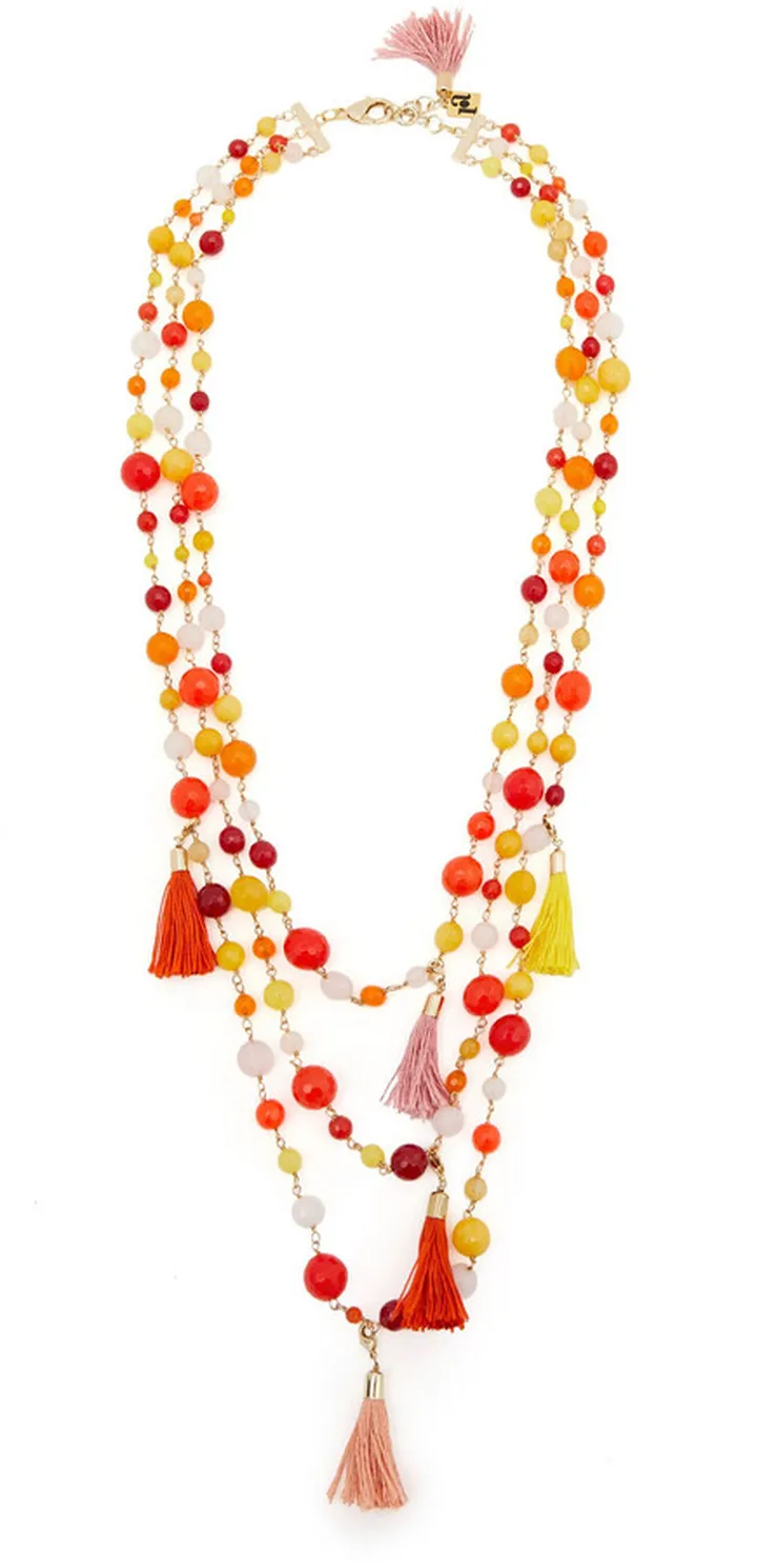 Gold-tone quartz necklace