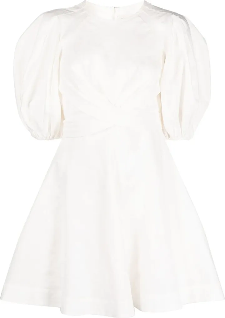 Puff-Sleeve Draped Minidress