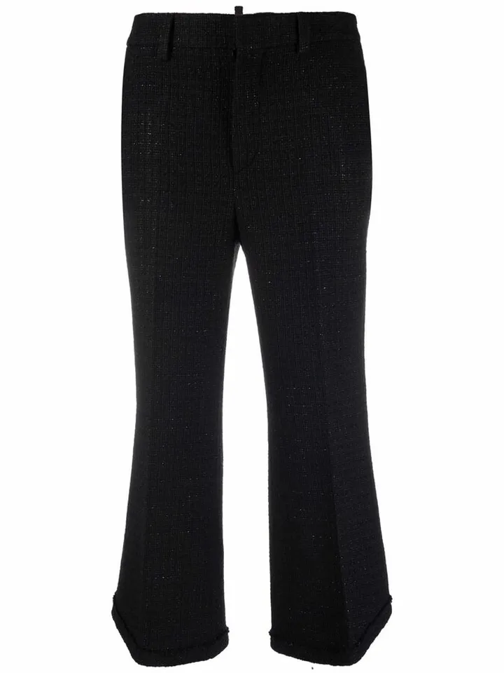 Cropped Tweed Flared Trousers