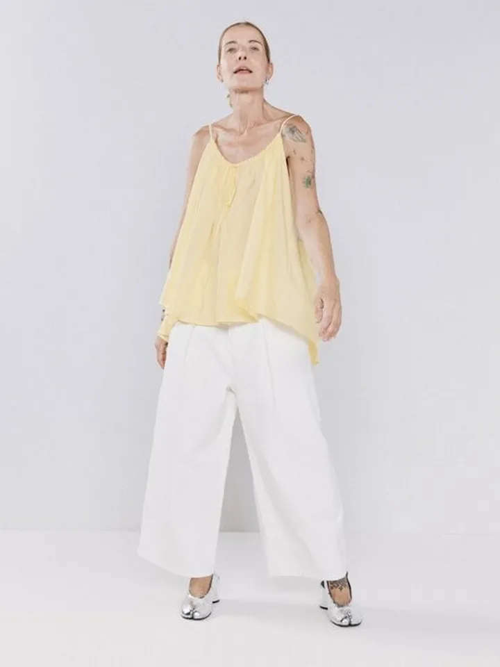 Adjustable-front Cotton-blend Cami Top