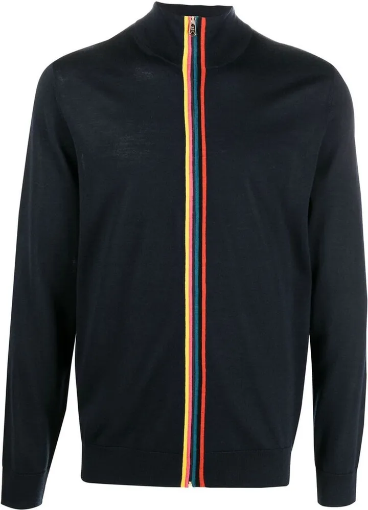 Striped Merino-Wool Zipper