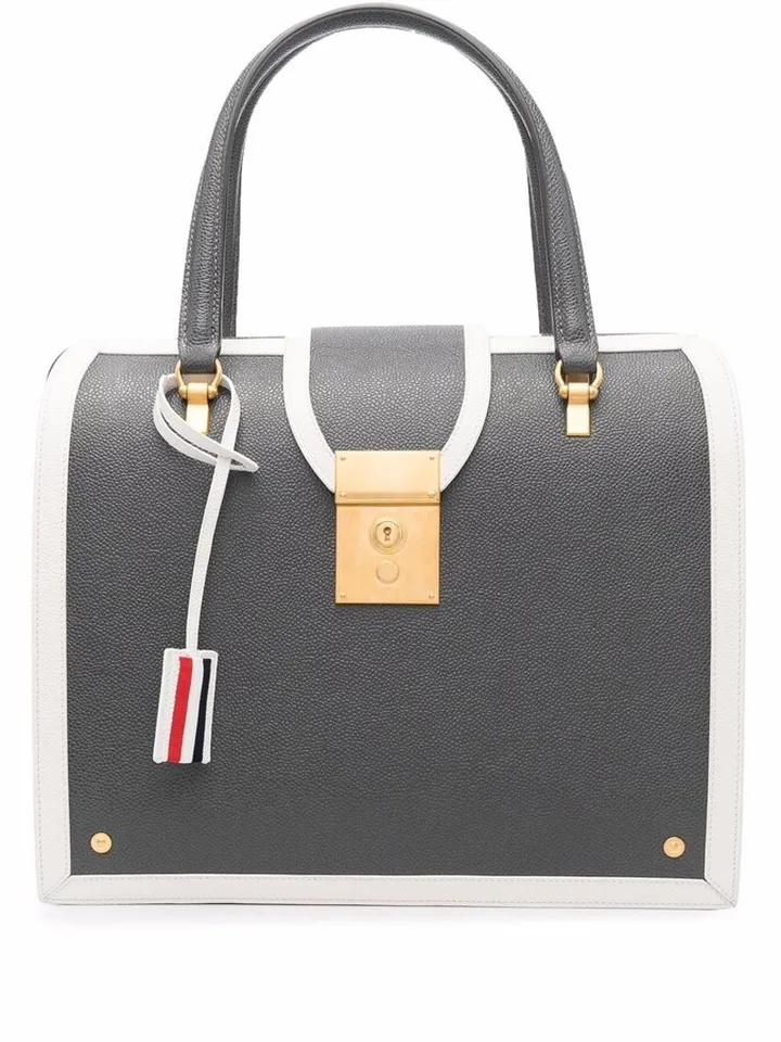 Mrs. Thom contrast-trim tote