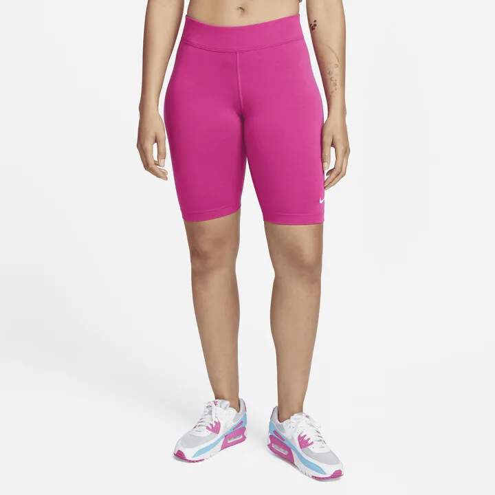 Women's Nike Sportswear Essential Mid-Rise Biker Shorts in Pink