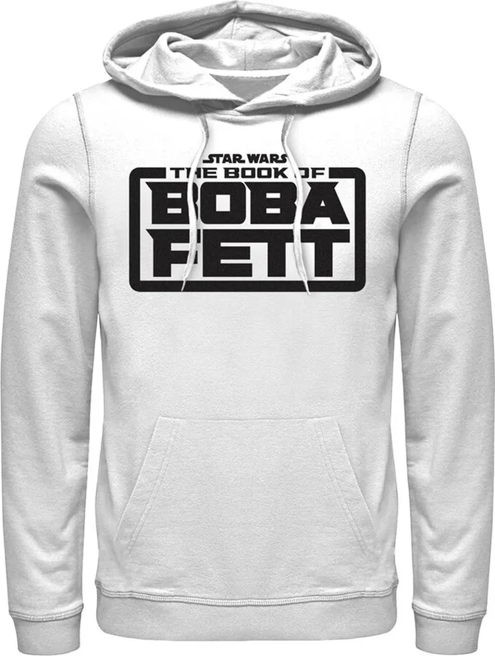 Men's Star Wars: The Book of Boba Fett Black Logo Pull Over Hoodie - White - 2X Large