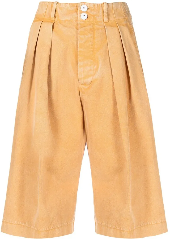 Pleat-Detail Knee-Length Shorts