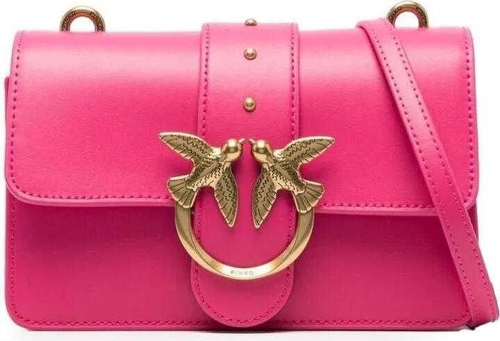 'mini Love Bag Icon' Fuchsia Shoulder Bag With Logo Patch In Smooth Leather Woman Pinko