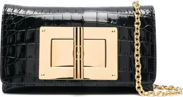 Crocodile-Effect Crossbody Bag