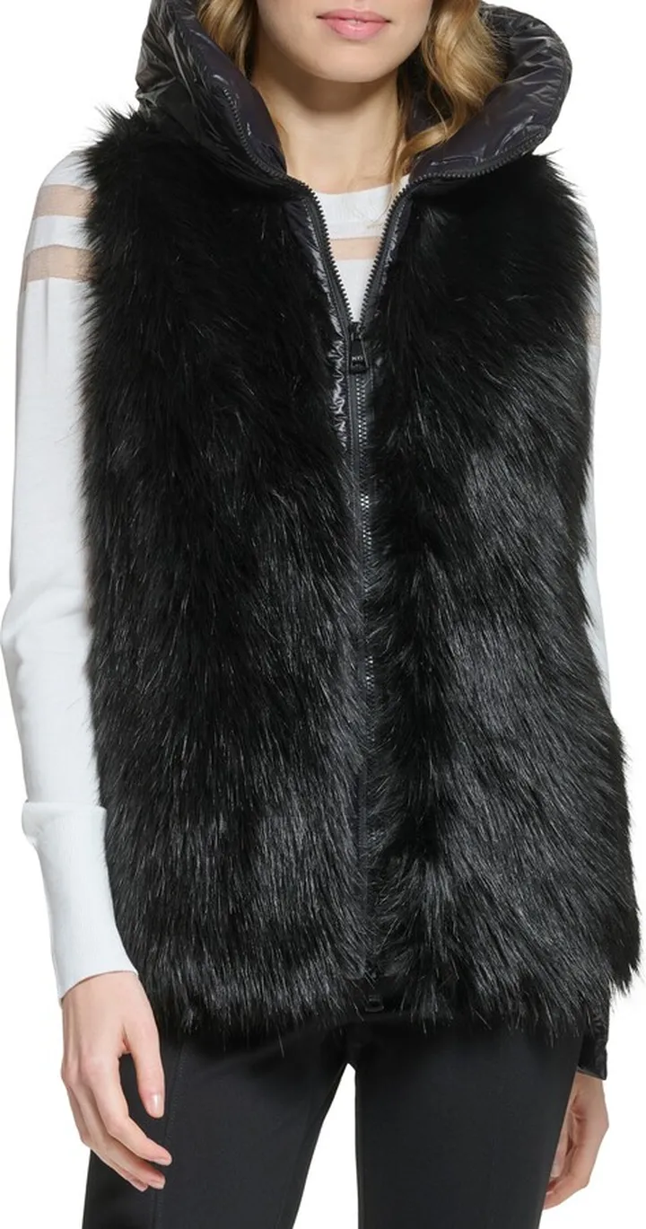 Faux Fur Hooded Puffer Vest