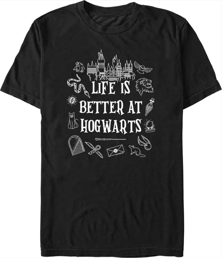 Men's Harry Potter Life is Better at Hogwarts Icons T-Shirt - Black - Medium