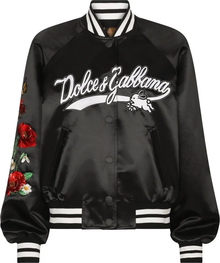 Logo-Patch Satin Bomber Jacket