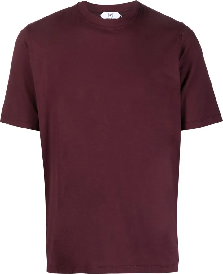 mock-neck stretch-cotton T-shirt