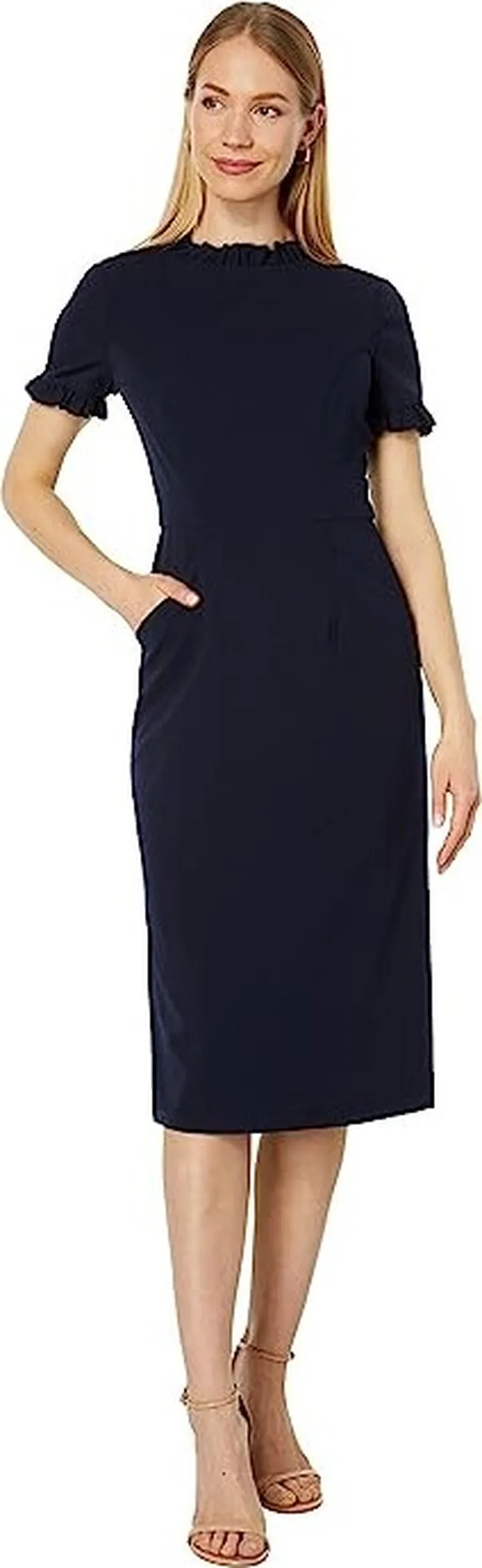 Maggy London Ruffle Sheath Dress (Twilight Navy) Women's Dress