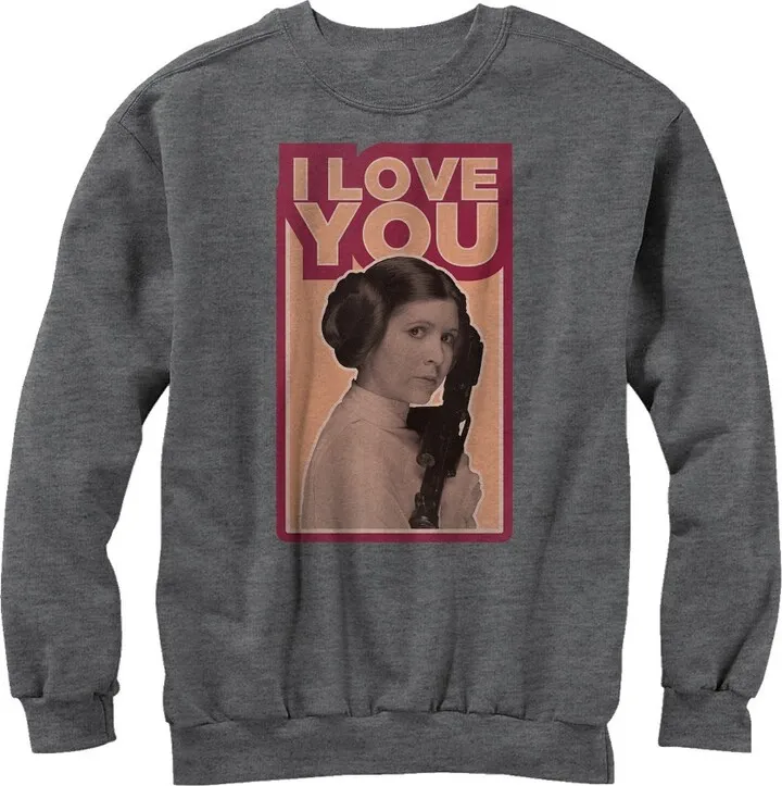 Men's Star Wars Princess Leia Quote I Love You Sweatshirt - Charcoal Heather - Small
