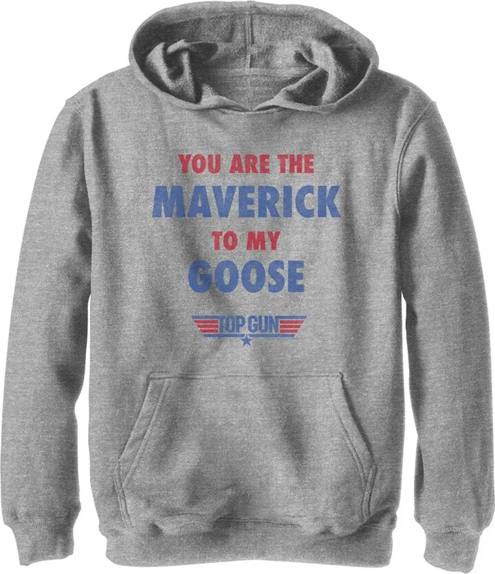Boy's Top Gun You Are the Maverick to My Goose Pull Over Hoodie - Athletic Heather - Small