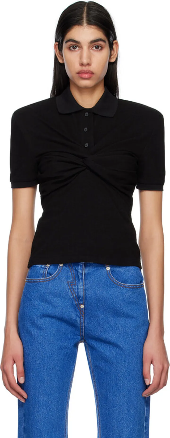 Pushbutton SSENSE Exclusive Black Twisted Polo