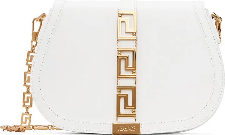 Versace White Large Greca Goddess Shoulder Bag