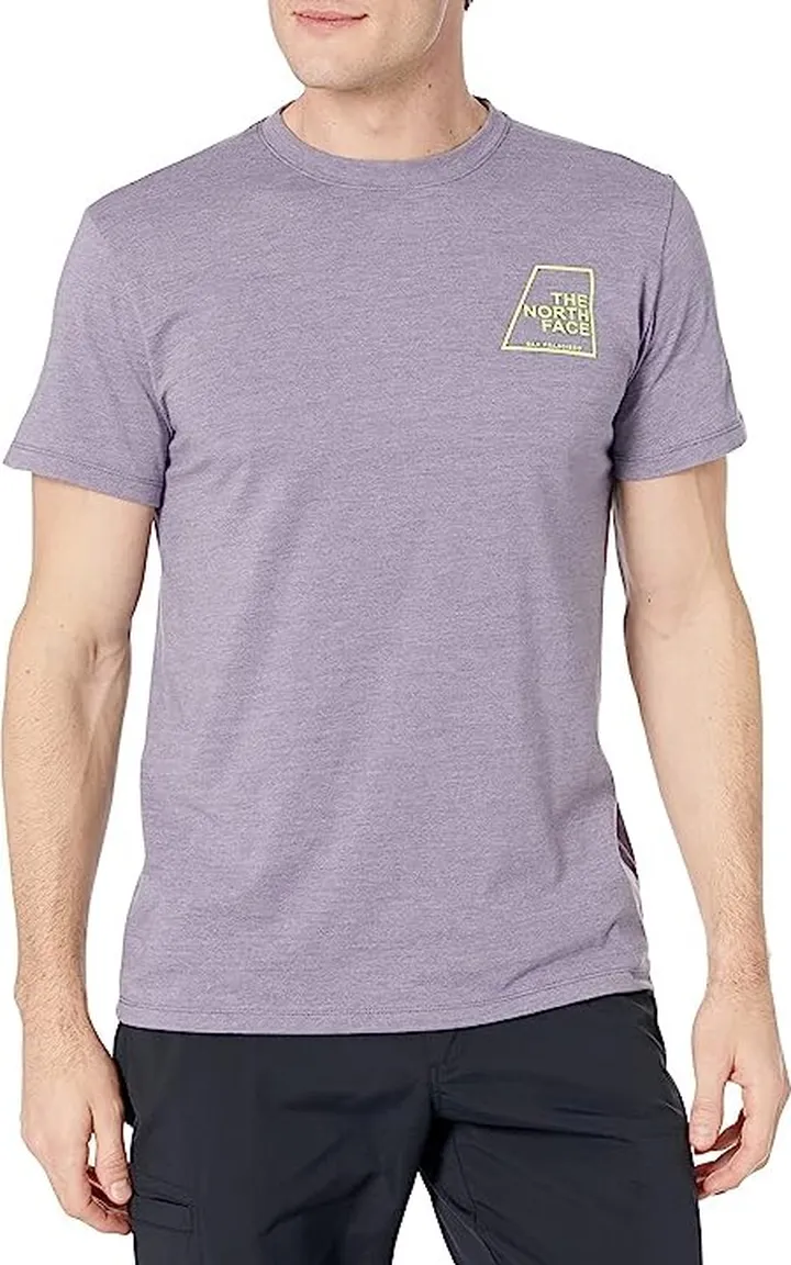 The North Face Short Sleeve Logo Marks Tri-Blend Tee (Lunar Slate Heather) Men's Clothing