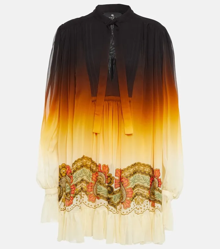 Paisley silk georgette minidress