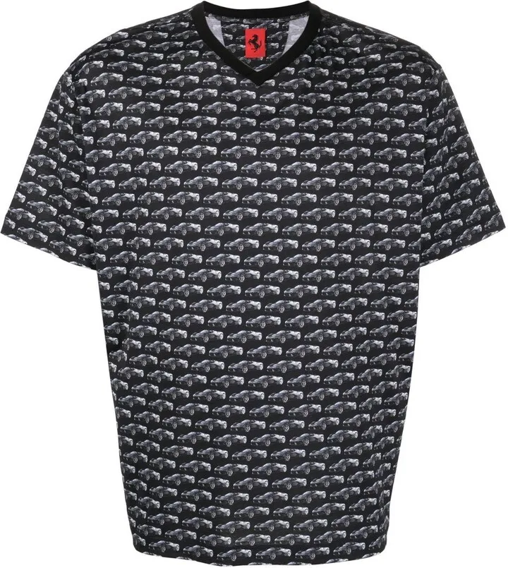 Ferrari-print V-neck T-shirt