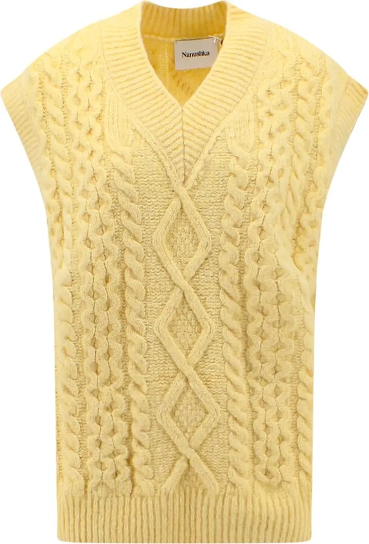 Wool blend vest with braided effect