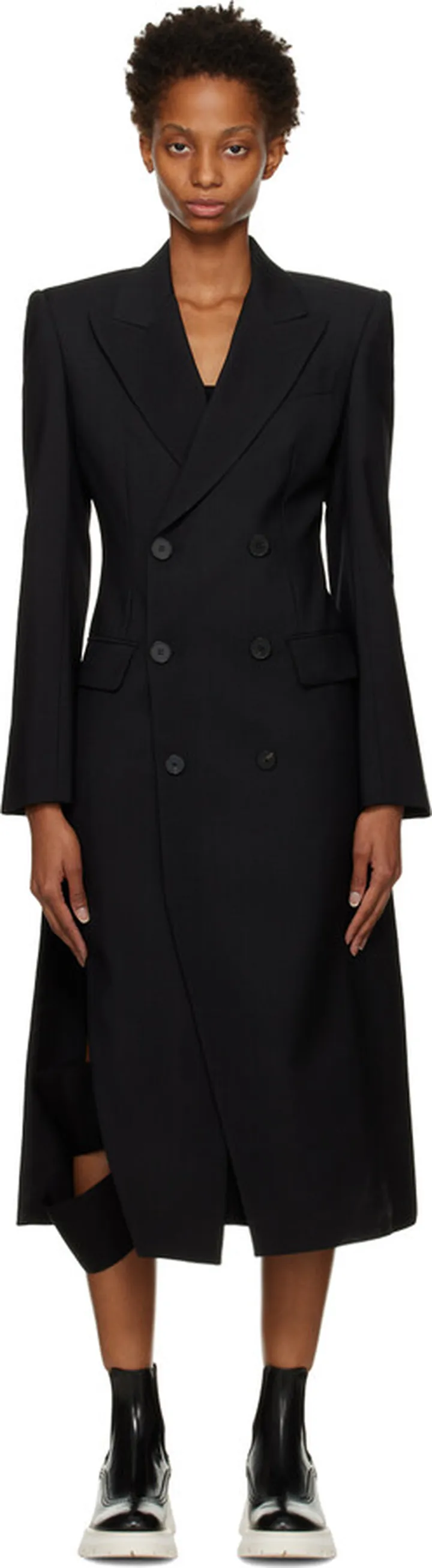 Alexander McQueen Black Slashed Coat