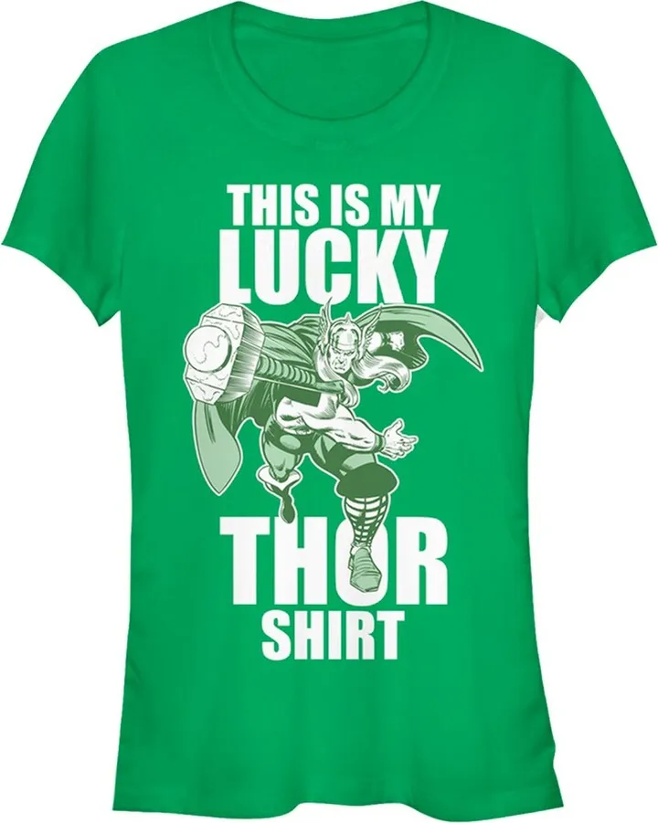 Junior's Marvel St. Patrick's Thor This Is My Lucky T-Shirt - Kelly Green - Medium