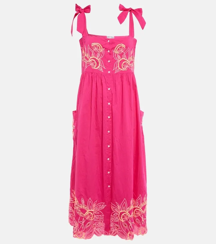 Embroidered cotton midi dress